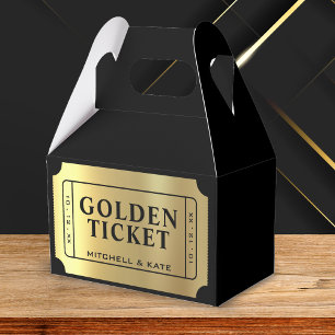 Golden Ticket Black & Gold Wedding Geschenkschachtel