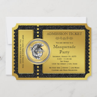 Golden Ticket Gold Masquera Party Einladung