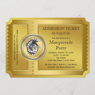 Golden Ticket Gold Masquera Party Einladung