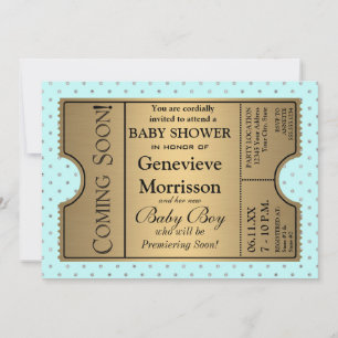 Golden Ticket Style Baby Boy Dusche Party laden ei Einladung