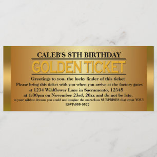 GOLDEN TICKET TYPE Geburtstagsparty Einladung