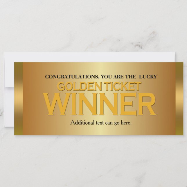 GOLDEN TICKET WINNER Geburtstagsparty Einladung (Vorderseite)