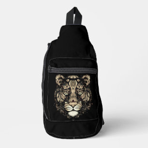 Golden Tiger Head Crossbody Bag