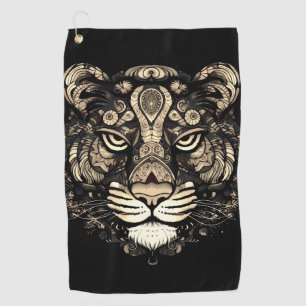 Golden Tiger Head Golfhandtuch