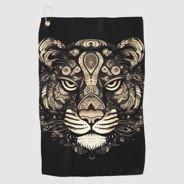 Golden Tiger Head Golfhandtuch (Vorderseite)