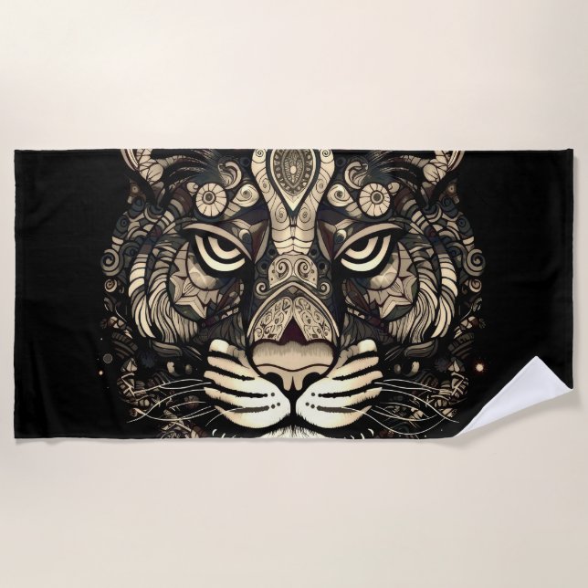 Golden Tiger Head Strandtuch (Vorderseite)
