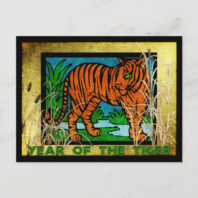 Golden Tiger Postkarte (Vorderseite)