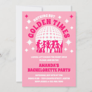 Golden Times Groovy Pink Junggeselinnen-Abschied Einladung