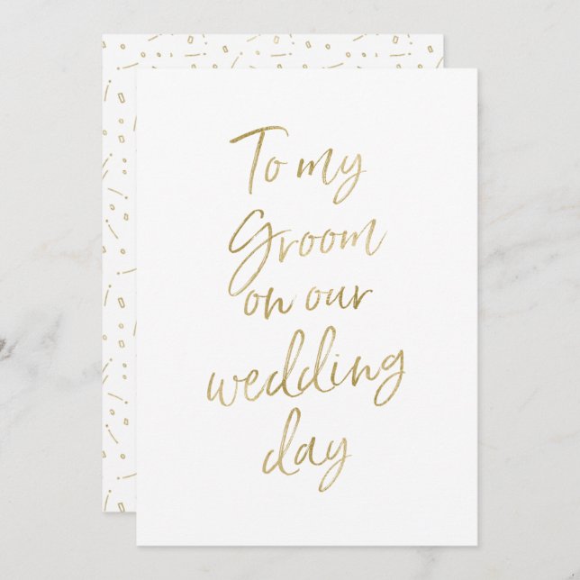 Golden "To my groom on our wedday" Einladung (Vorne/Hinten)