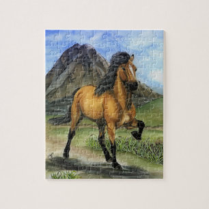 Golden Tolt Buckskin Isländisches Pferd und Berg Puzzle