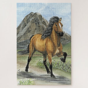 Golden Tolt Isländisches Pferd und Gebirge Puzzle