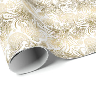 Golden Tones Verziert Paisley Pattern Geschenkpapier