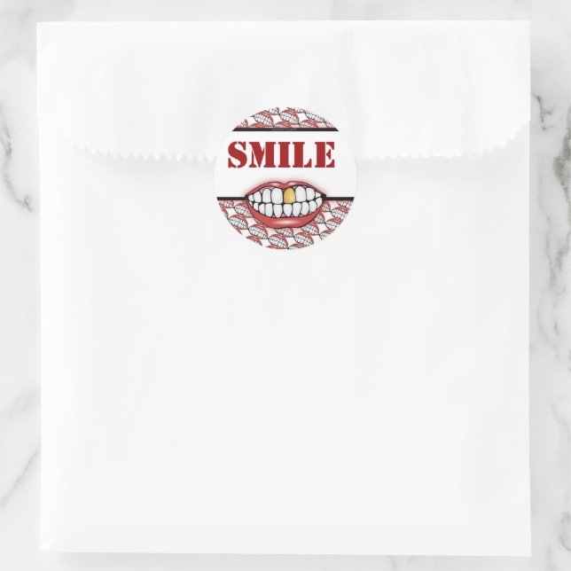 Golden Tooth Smile Runder Aufkleber (Tasche)