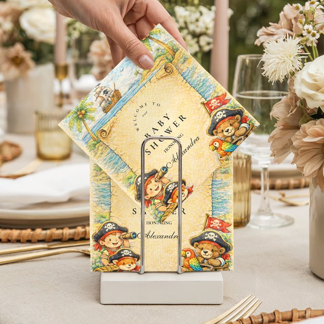 Golden Treasure Pirate Baby Shower Serviette (Von Creator hochgeladen)