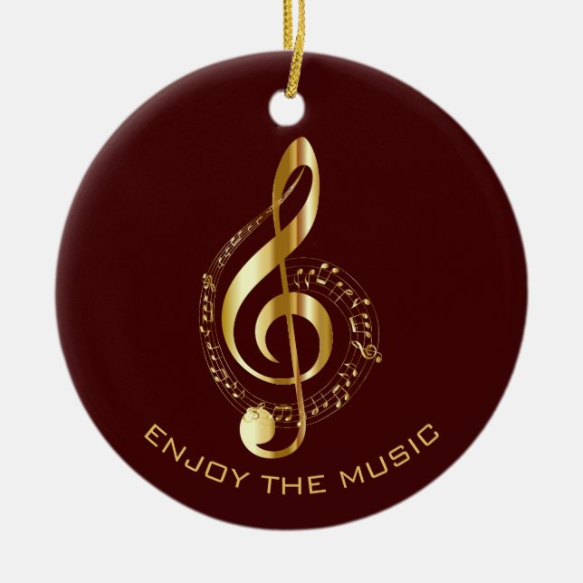 Golden Treble Clef Keramik Ornament (Vorne)