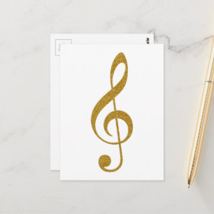 Golden Treble Clef Musical Note Postkarte