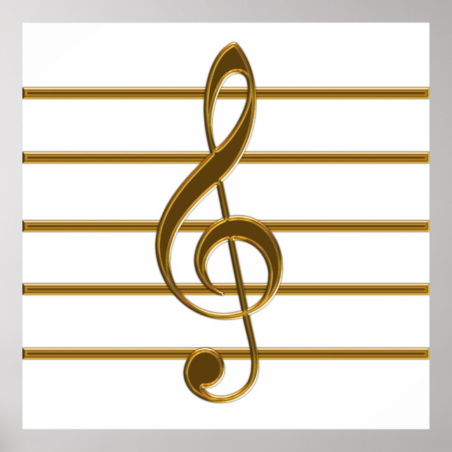 Golden Treble Clef Poster (Vorne)