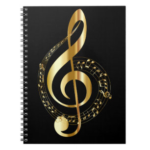 Golden Treble Clef Spiral Notebook Notizblock