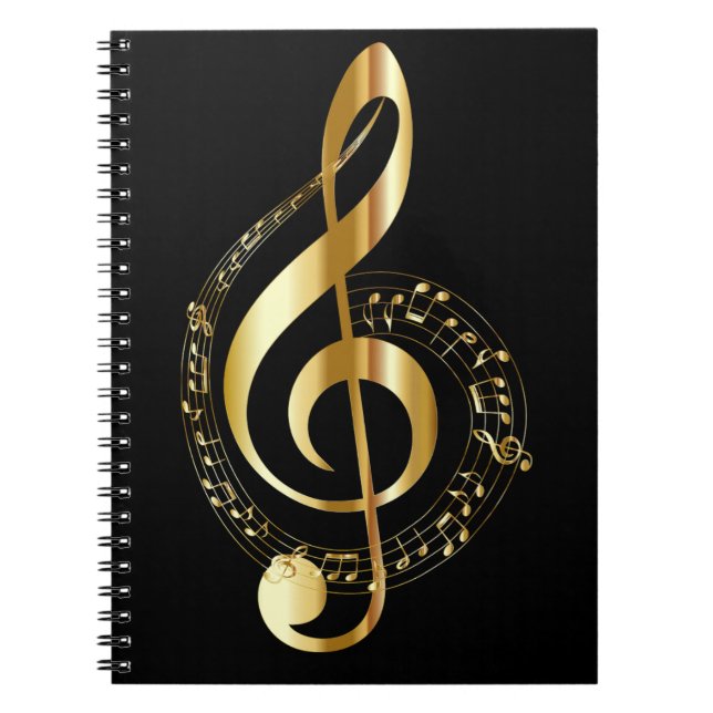 Golden Treble Clef Spiral Notebook Notizblock (Vorderseite)