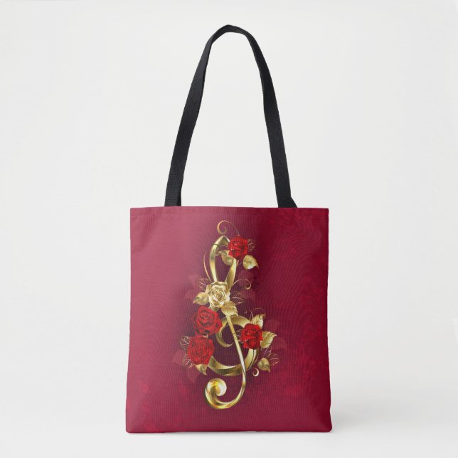 Golden Treble Cleve mit Rose Blume (Vorderseite)