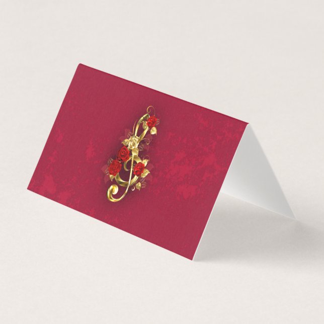 Golden Treble Cleve mit Rose Blume (Vorderseite)