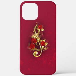 Golden Treble Cleve mit Rose Blume Case-Mate iPhone Hülle