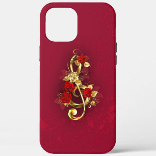 Golden Treble Cleve mit Rose Blume Case-Mate iPhone Hülle