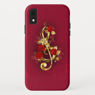 Golden Treble Cleve mit Rose Blume Case-Mate iPhone Hülle