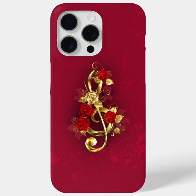 Golden Treble Cleve mit Rose Blume Case-Mate iPhone Hülle (Rückseite)
