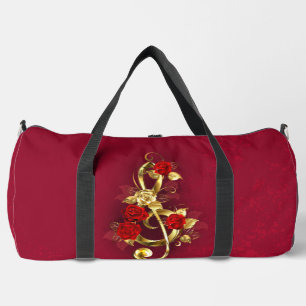 Golden Treble Cleve mit Rose Blume Duffle Bag