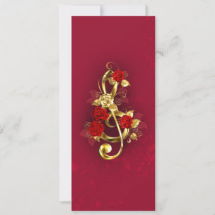 Golden Treble Cleve mit Rose Blume Feiertagskarte