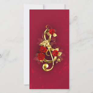 Golden Treble Cleve mit Rose Blume Feiertagskarte