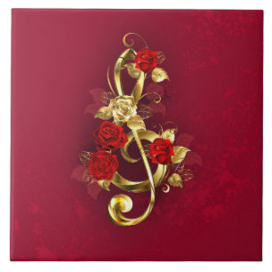 Golden Treble Cleve mit Rose Blume Fliese