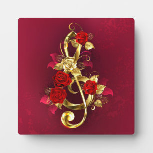 Golden Treble Cleve mit Rose Blume Fotoplatte