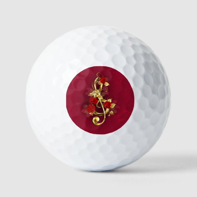 Golden Treble Cleve mit Rose Blume Golfball (Vorderseite)