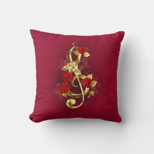 Golden Treble Cleve mit Rose Blume Kissen