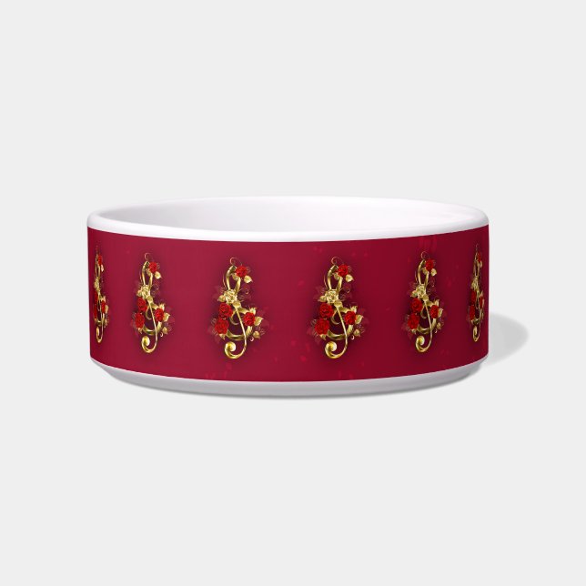 Golden Treble Cleve mit Rose Blume Napf (Vorderseite)