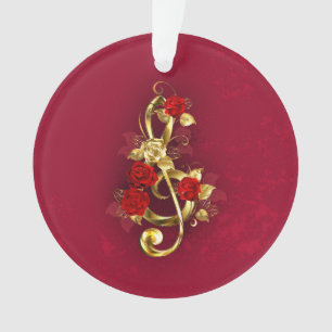 Golden Treble Cleve mit Rose Blume Ornament