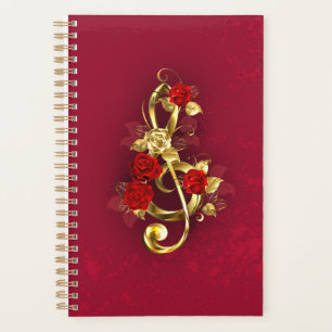 Golden Treble Cleve mit Rose Blume Planer