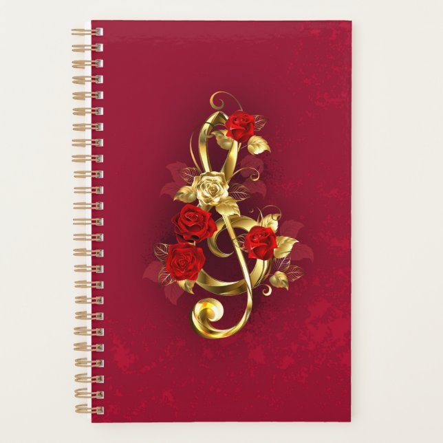 Golden Treble Cleve mit Rose Blume Planer (Vorderseite)
