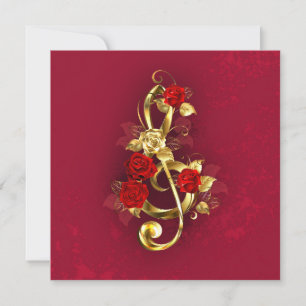 Golden Treble Cleve mit Rose Blume Save The Date