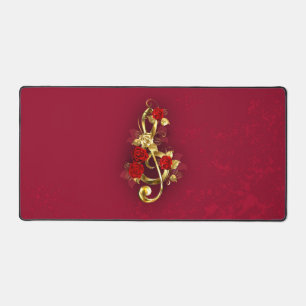 Golden Treble Cleve mit Rose Blume Schreibtischunterlage