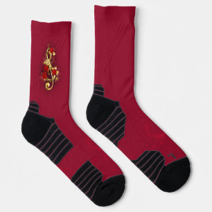 Golden Treble Cleve mit Rose Blume Socken