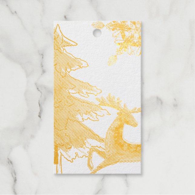 Golden Tree, Deer, Star Frory Christmas Daddy Geschenkanhänger (Vorderseite)