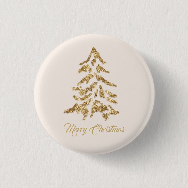 Golden Tree Frohe Weihnachten Button (Vorderseite)
