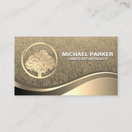 Golden Tree Logo | Gold Metallic Wave Visitenkarte