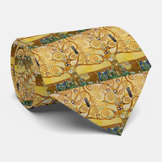 Golden Tree of Life Kunst – Art Nouveau Klimt Krawatte (Gerollt)