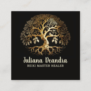 Golden Tree of Life Square Business Card Quadratische Visitenkarte