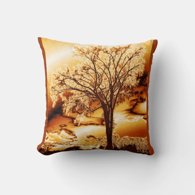 Golden Tree of Life Throw Kissen (Vorderseite)