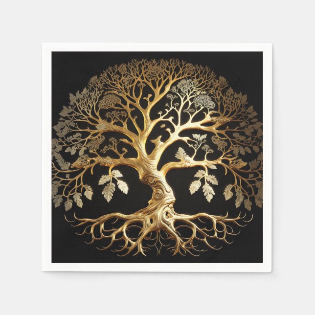 Golden Tree of Life Yggdrasil Serviette (Vorderseite)